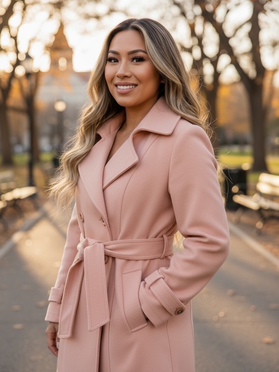 New York & Company Jackets & Blazers - New York & Company Blush Pink Belted Trench Coat